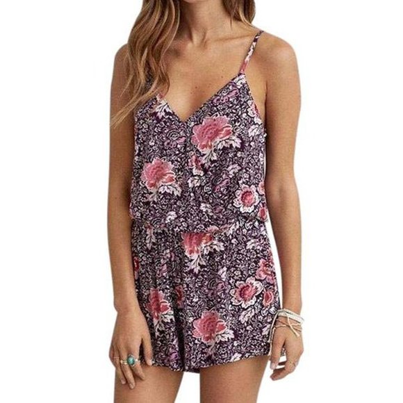 American Eagle Outfitters Other - American Eagle Burgundy & Pink Floral Romper S